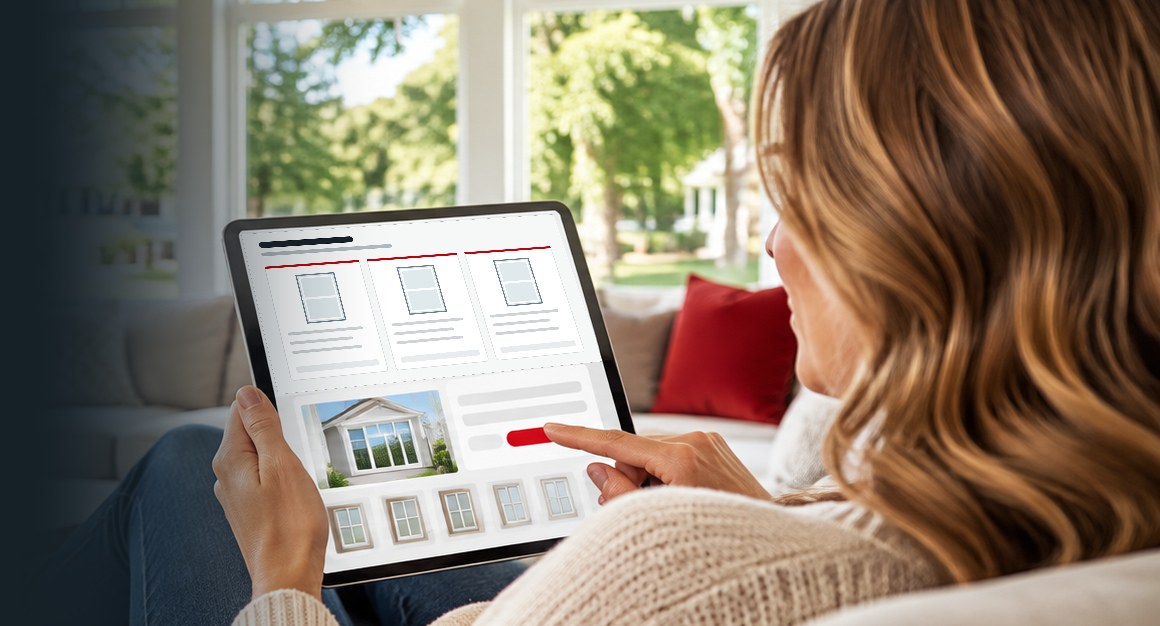 A Dayton homeowner reviewing an Express Quote proposal on a tablet